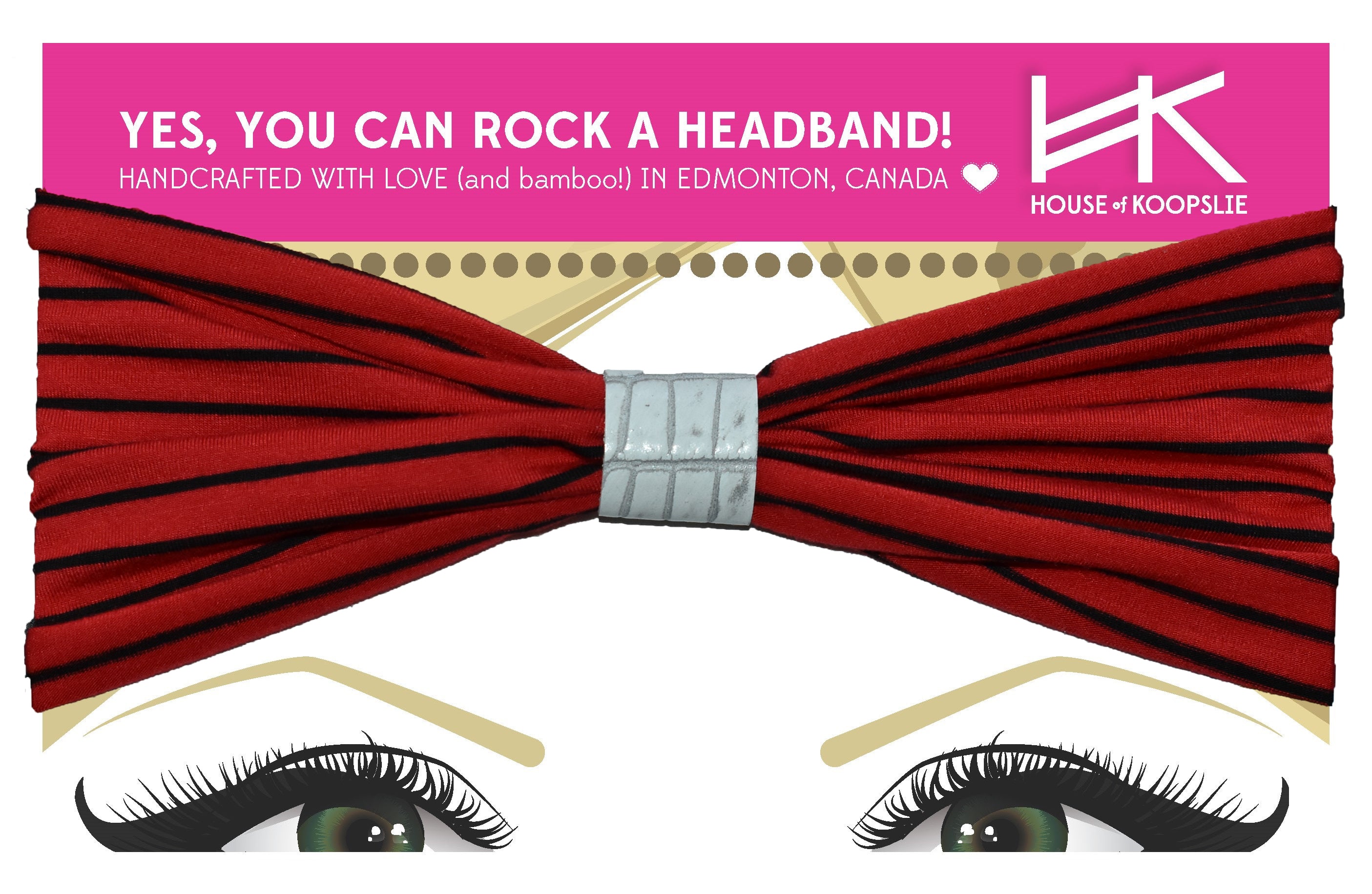 Headband - Red and Black Lines with White Python Loop