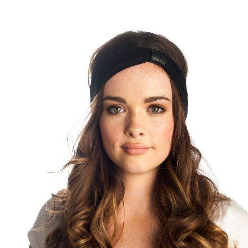 Headband - black with metallic stepping stones loop