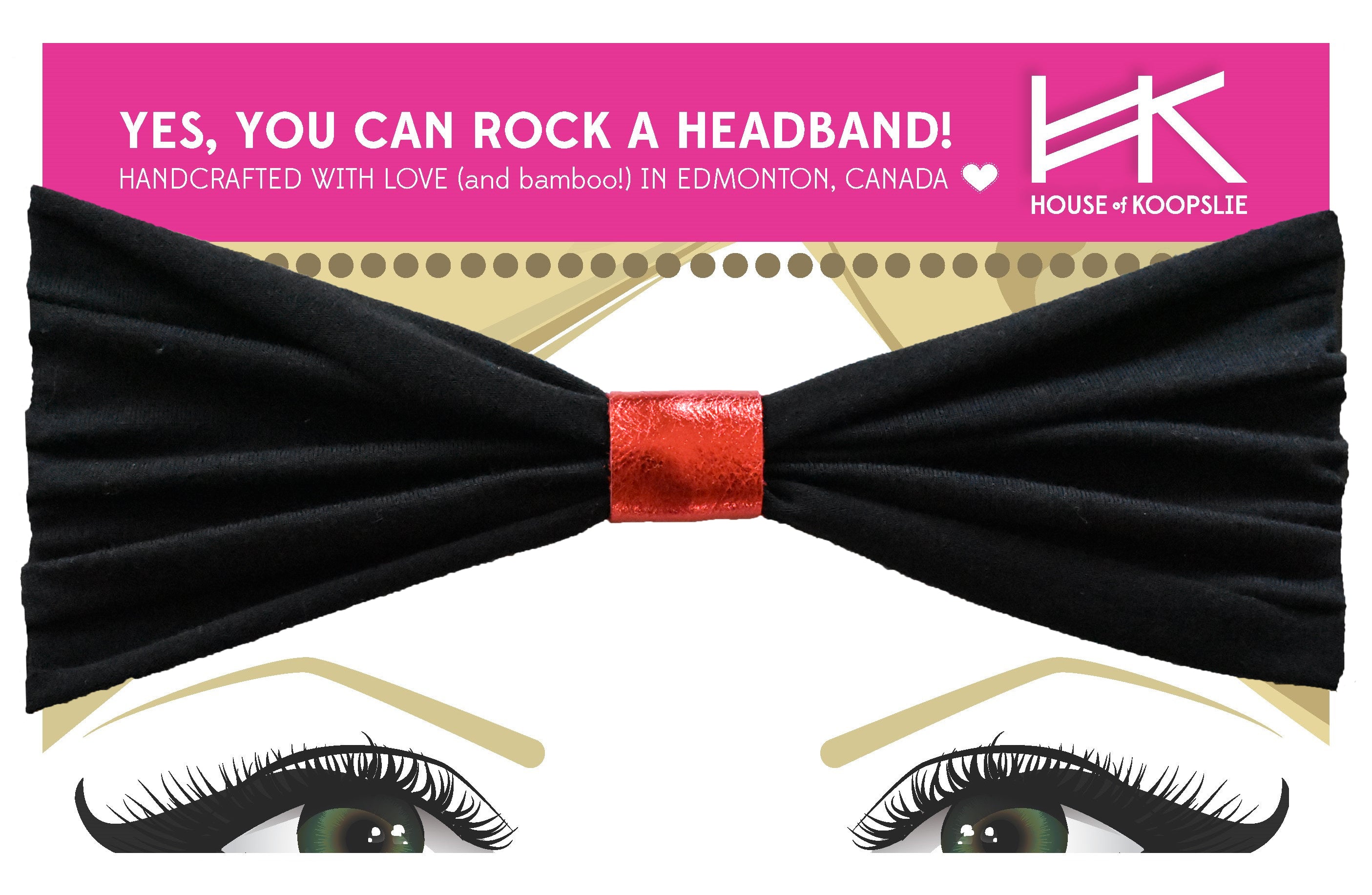 Headband - Black with Metallic Red Loop