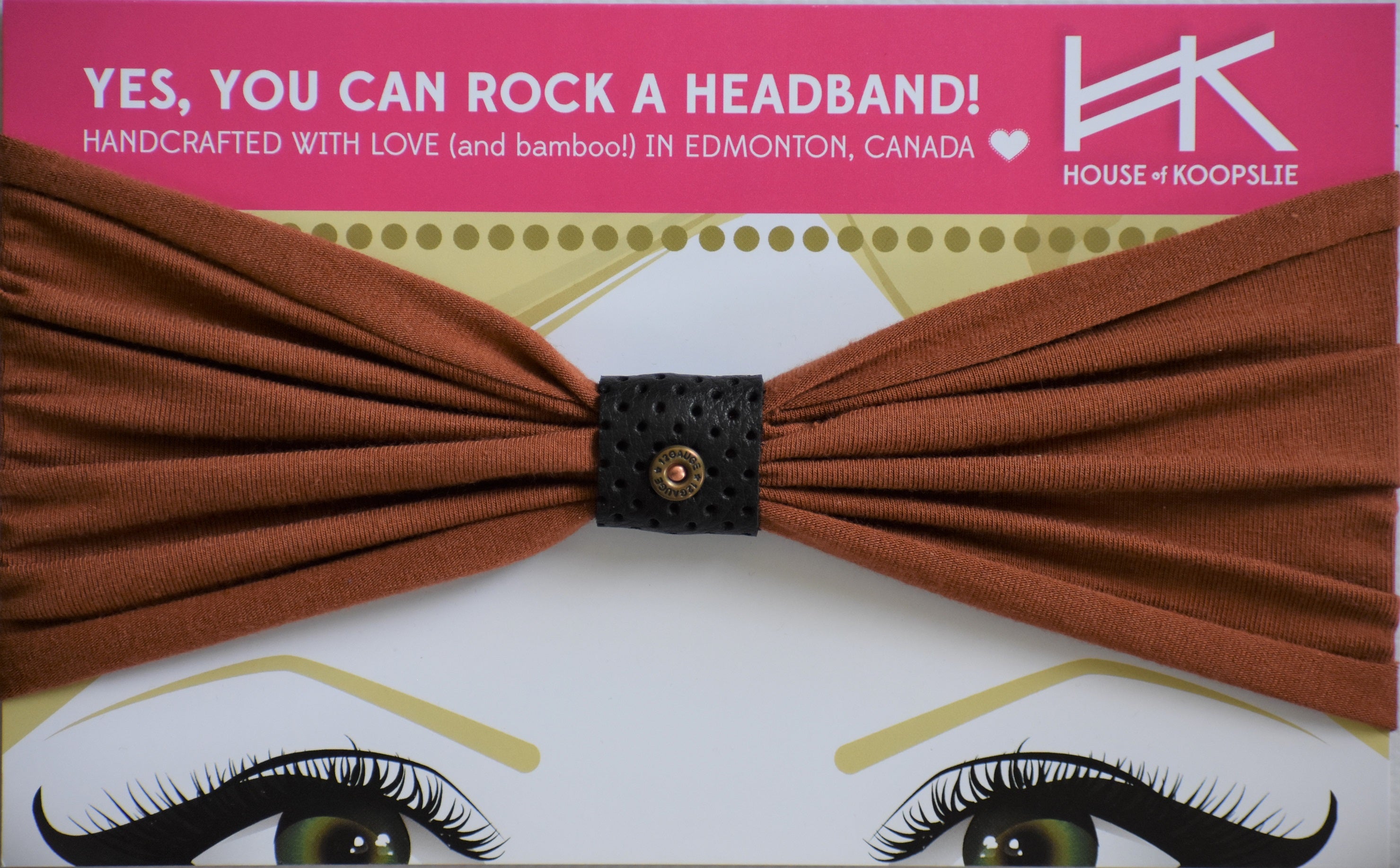 Headband - Rust Brown with Perforated Black Loop and Rivet