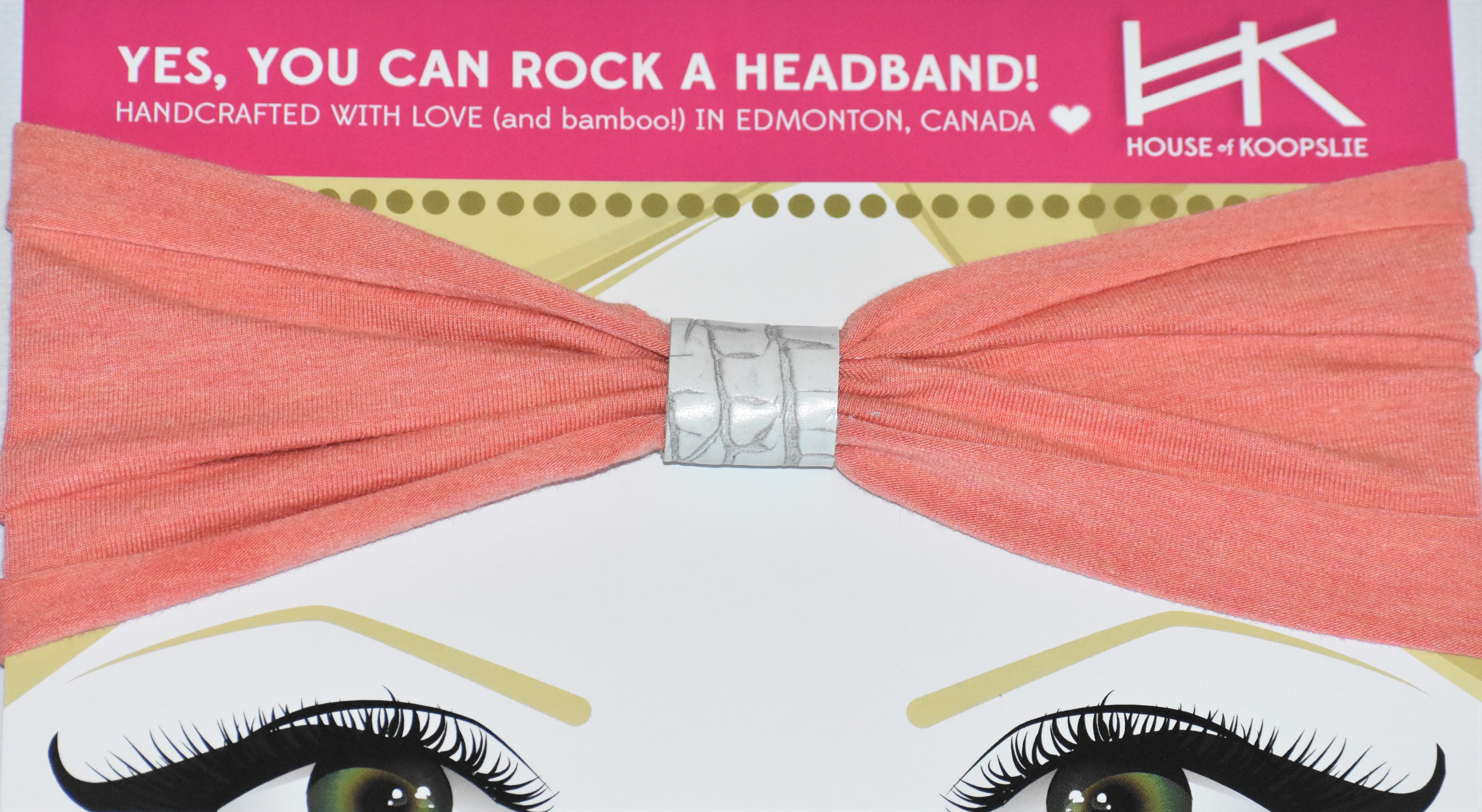 Headband - Heather Peach with White Python Loop